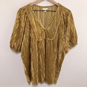 Maurices Yellow Gold Velvet Puff Sleeve Top Women Size XL